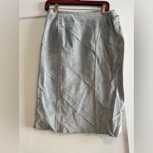 Alberta Ferretti Suede Gray Pencil Skirt